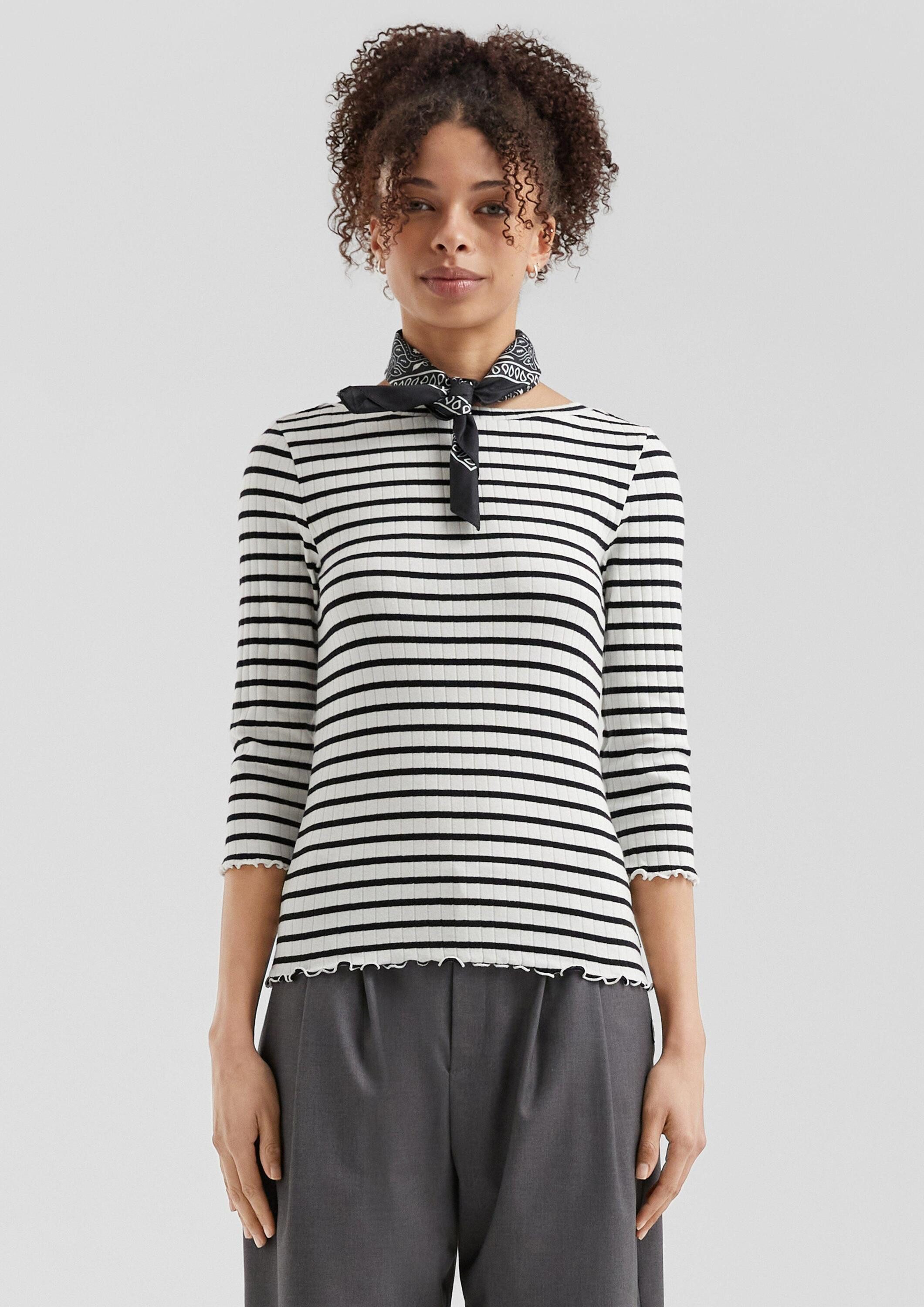 QS 3/4-Arm-Shirt T-Shirt Ringelshirt mit Rippstruktur und 3/4-Arm günstig online kaufen