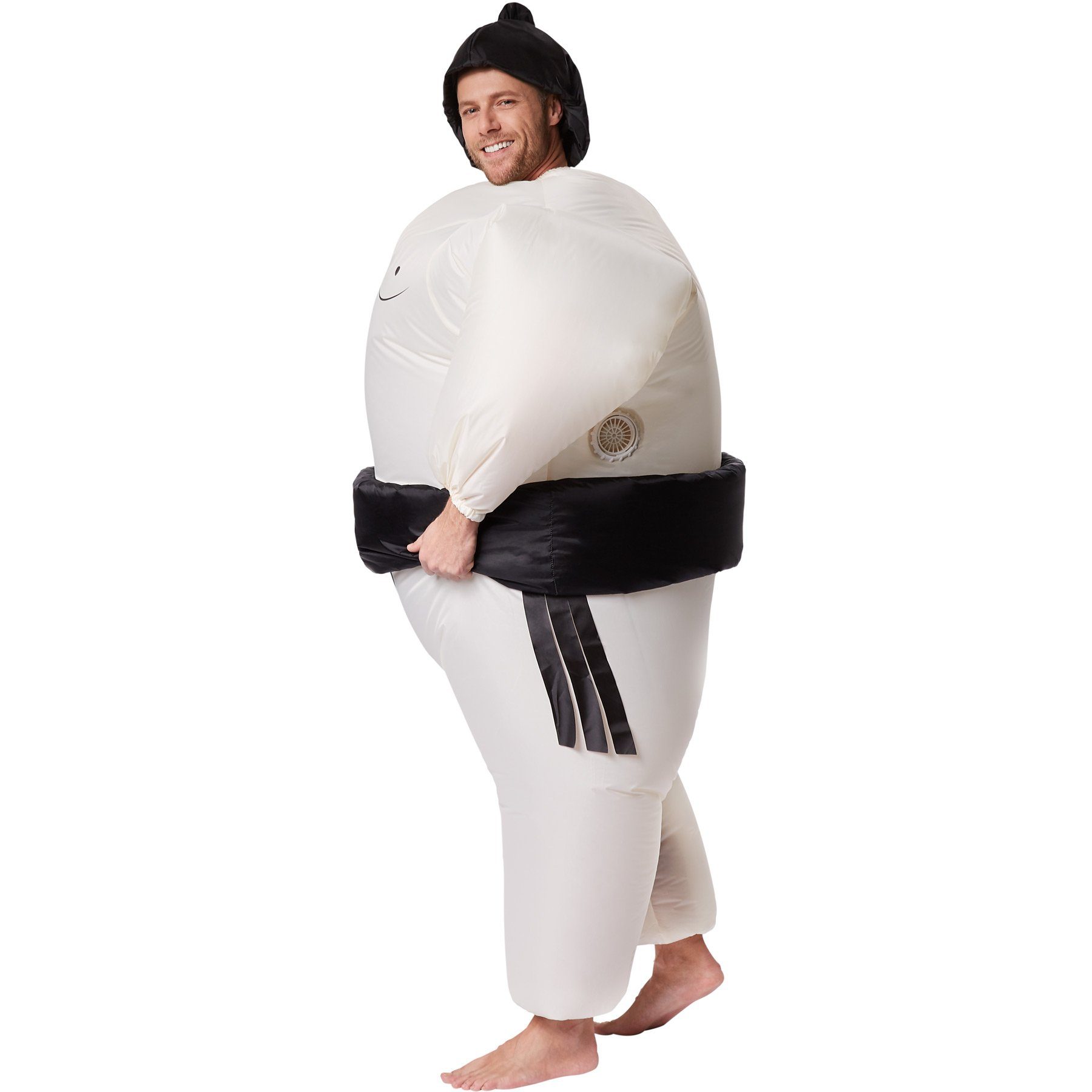 dressforfun Kostüm Wrestler/Aufblasanzug, Inkl. Kopfbedeckung, Jungesellenabschied, in schwarz/weiß, Gr. Einheitsgröße, Uneingeschränkte Bewegungsfreiheit
