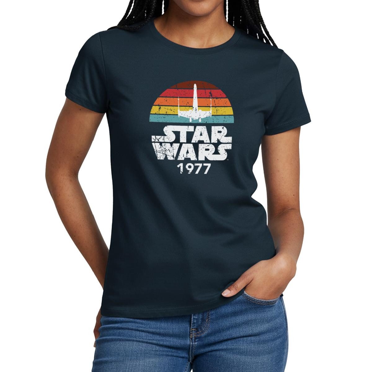 T-Shirt Star Wars Schriftzug 1977 Retro Frauen T-Shirt