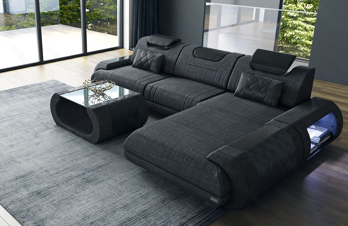 Sofa Dreams Ecksofa Stoff Polster Sofa Rimini L Form H Strukturstoff Stoffsofa, Couch wahlweise mit Bettfunktion