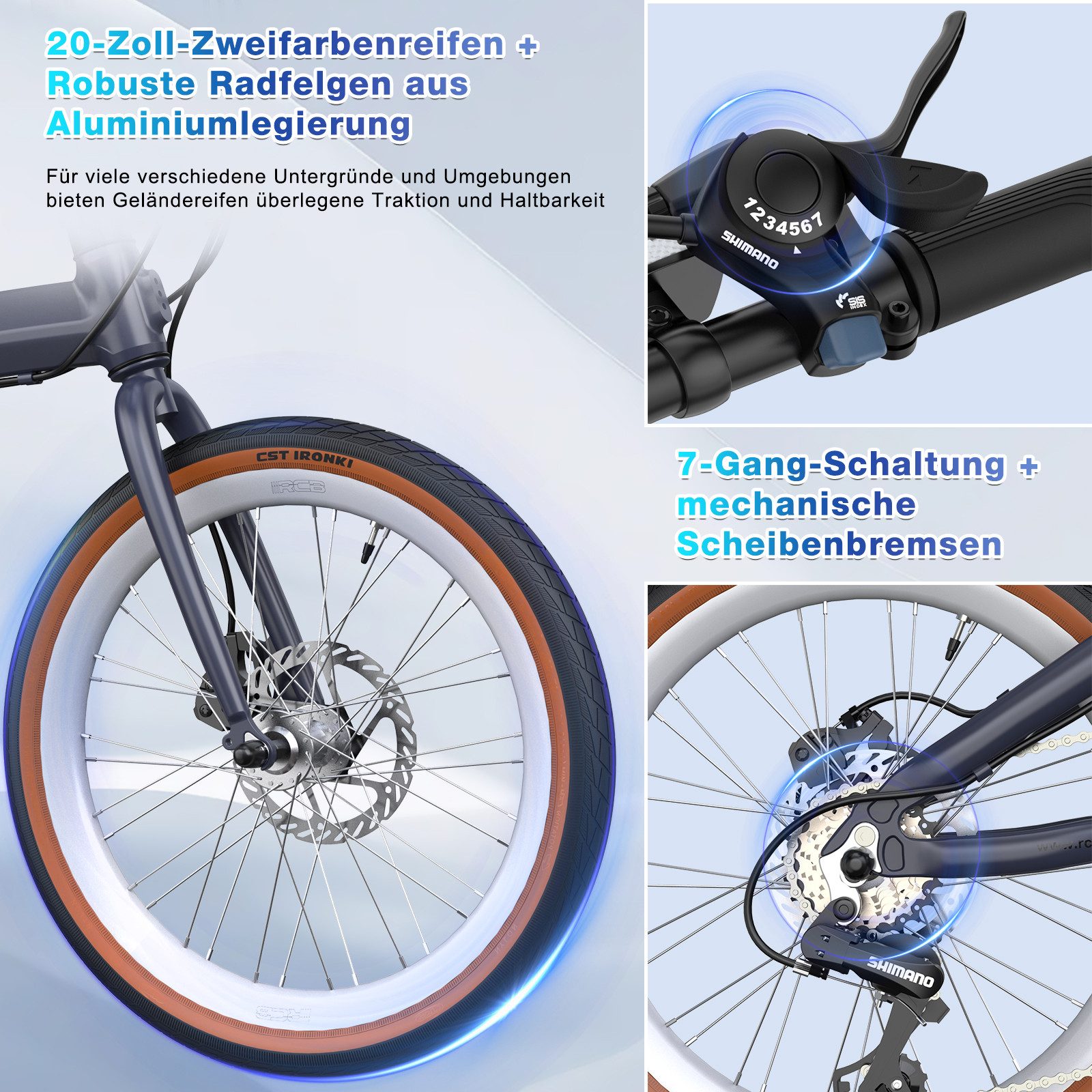RCB Faltrad GK4 doppelt faltbares Fahrrad,20Zoll Klapprad für Damen&Herren,Pendler, 7 Gang, ideal für Pendler (Damen & Herren)