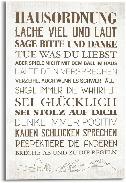 Reinders! Wandbild »Wandbild Hausordnung Familien - Zuhause - Glück - Positiv«, Schriftzug (1 Stück)-Otto