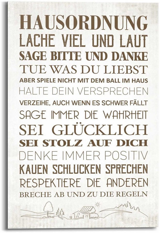Reinders! Wandbild Wandbild Hausordnung Familien - Zuhause - Glück -  Positiv, Schriftzug (1 St)
