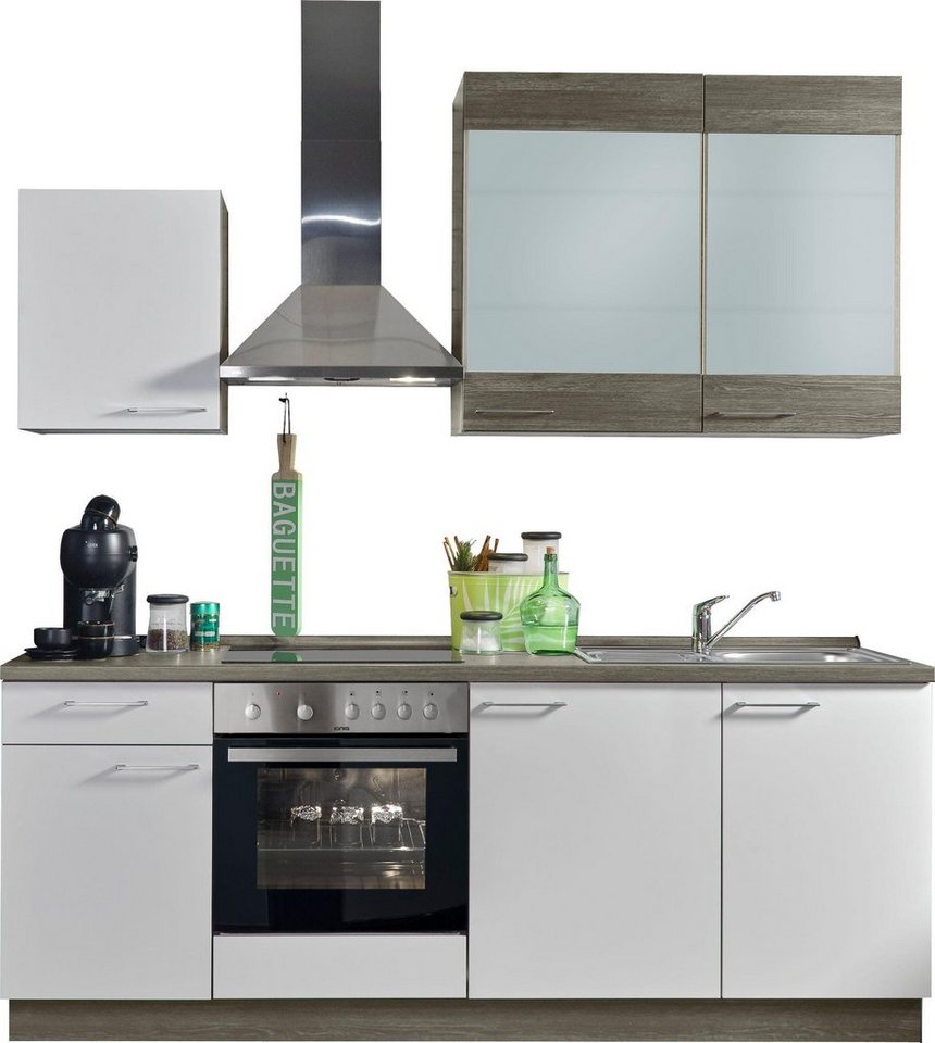 Express Küchen Küchenzeile Trea, vormontiert, mit Vollauszug und  Soft-Close-Funktion, Breite 220 cm, Bestehend aus 11 Teilen