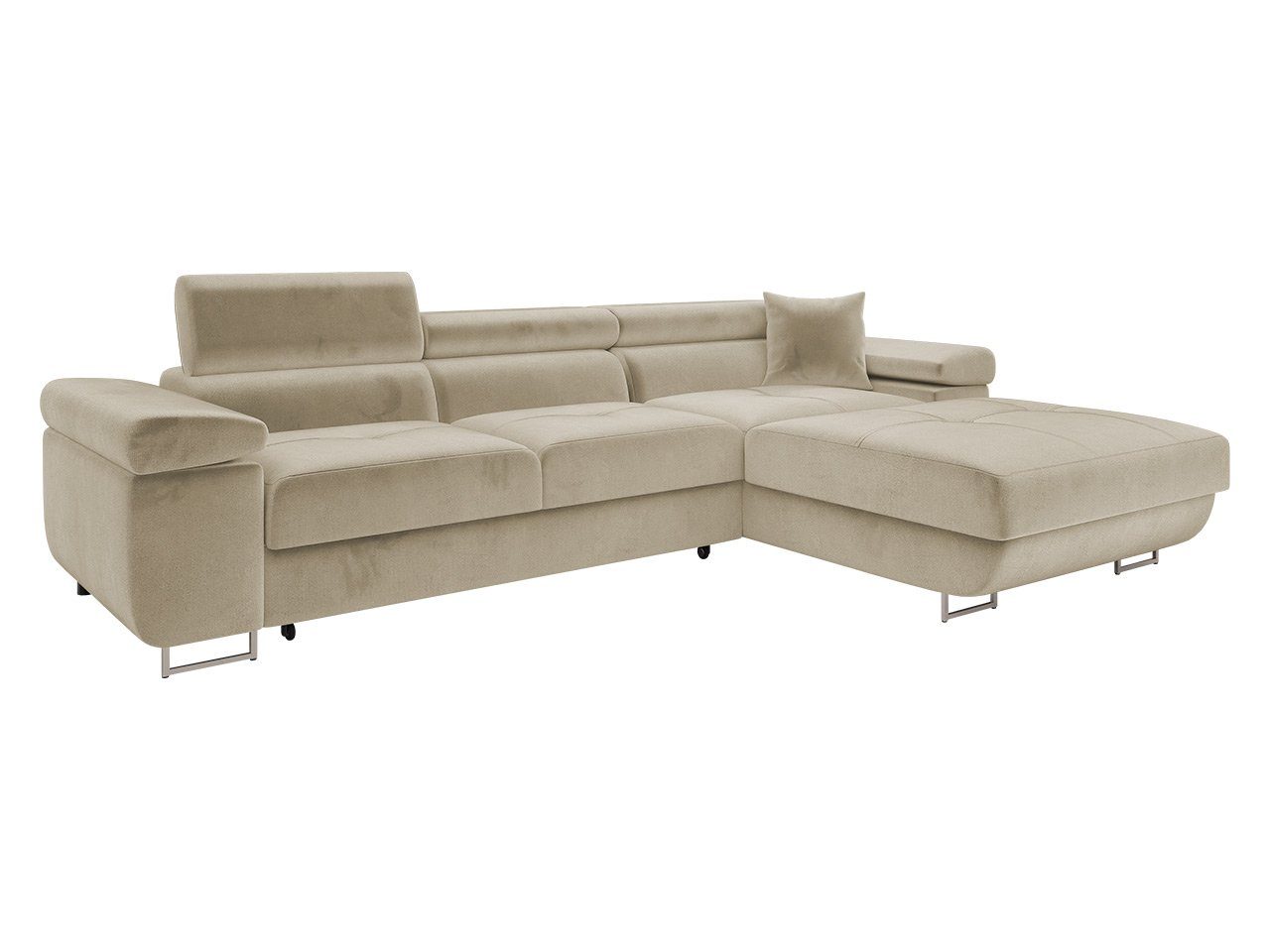 MIRJAN24 Ecksofa Torezio Mini, mit Bettkasten und Schlaffunktion, Einstellbare Kopfstützen, 280x170x70-90 cm