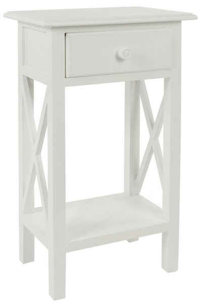 elbmöbel Beistelltisch Telefontisch antik weiß Holz Beistelltisch (FALSCH), Konsolentisch: 1 Schublade 55x35x68 cm weiß