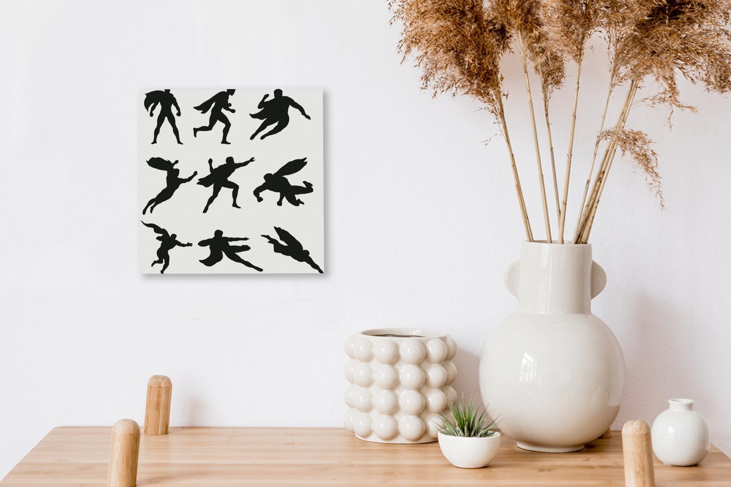 St), OneMillionCanvasses® für Wohnzimmer von Bilder Mädchen Leinwandbild Jungen Leinwand - -, Eine (1 Schlafzimmer Silhouette - Illustration Superhelden