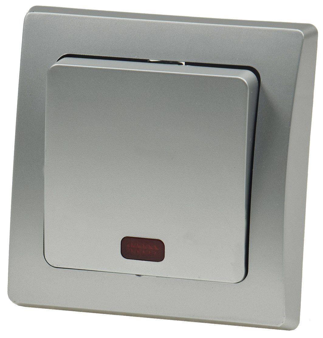 Schalter DELPHI Kontroll-Schalter mit Lämpchen 250V~/ 10A, inkl. Rahmen, UP