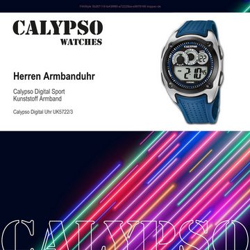 CALYPSO WATCHES Digitaluhr Calypso Herren Uhr K5722/3 Kunststoff PUR, (Digitaluhr), Herren Armbanduhr rund, Kunststoff, PURarmband blau, Sport