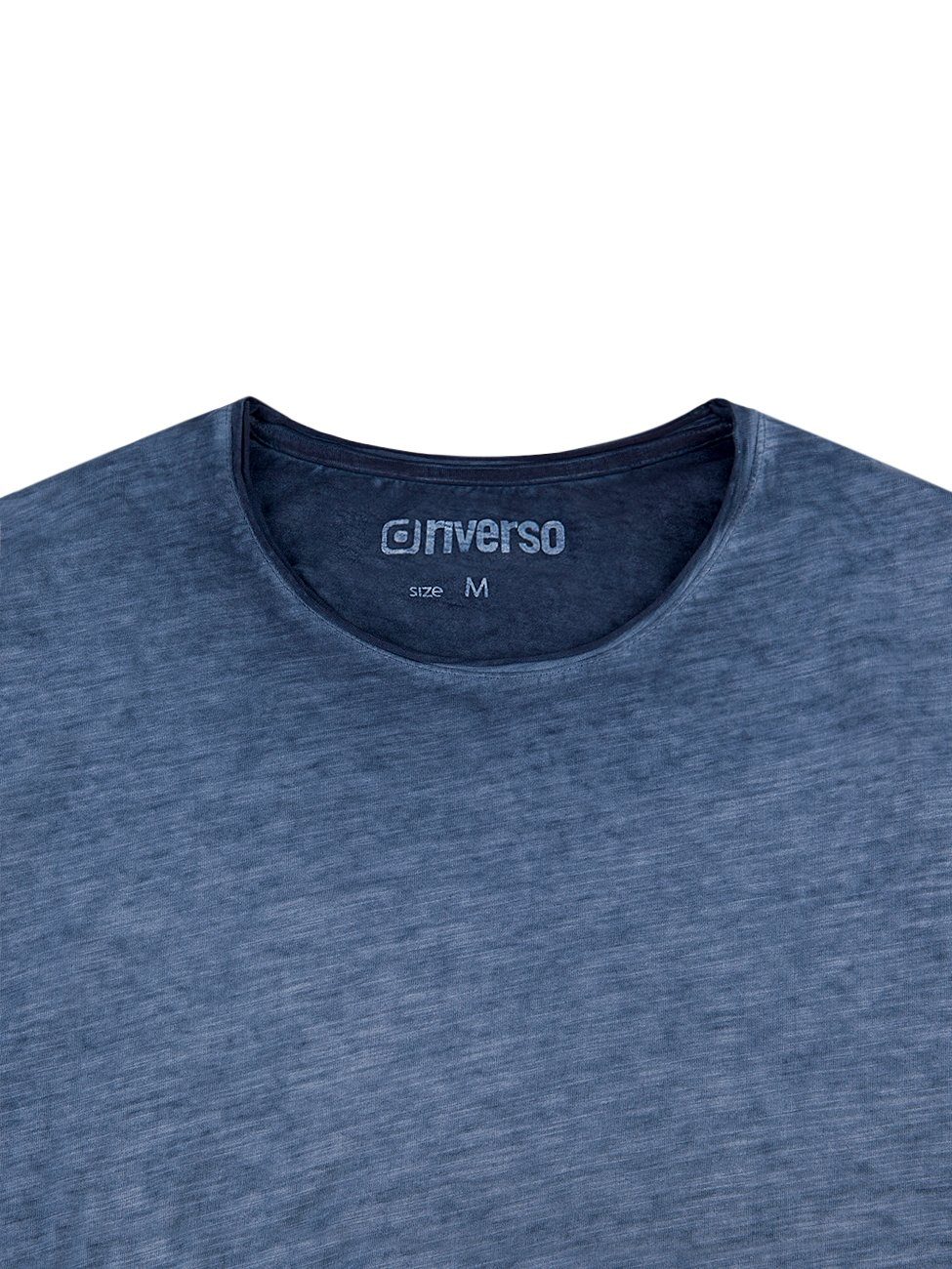 riverso T-Shirt Herren Basic Dark Rundhalsausschnitt mit Tee (1-tlg) (19400) Baumwolle Fit 100% Basic Regular Shirt RIVMatteo Shirt Blue Kurzarm aus