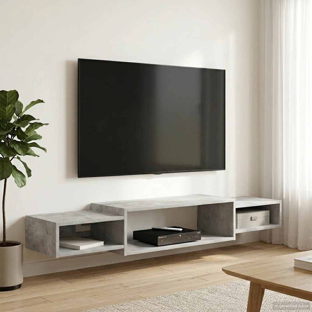 vidaXL Regal Wandmontierter TV-Schrank Wandhalterung Betongrau, 1-tlg.