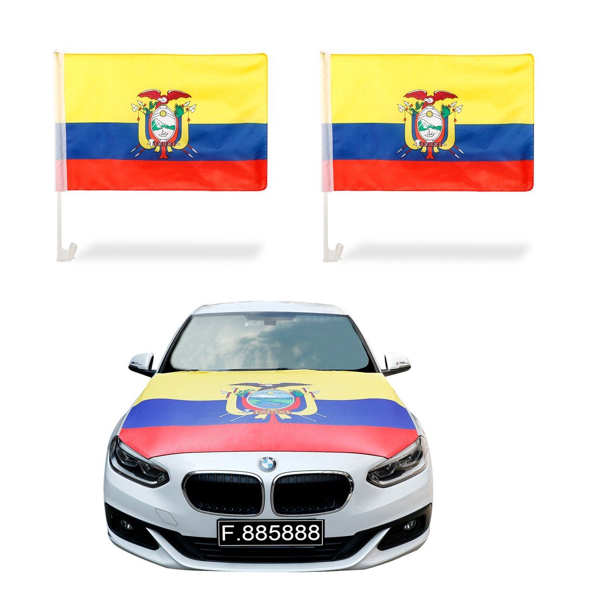Sonia Originelli Fahne Auto-Fan-Paket 3D-Effekt Flaggen Magnete: Außenspiegel Ecuador Fußball Motorhaubenüberzug