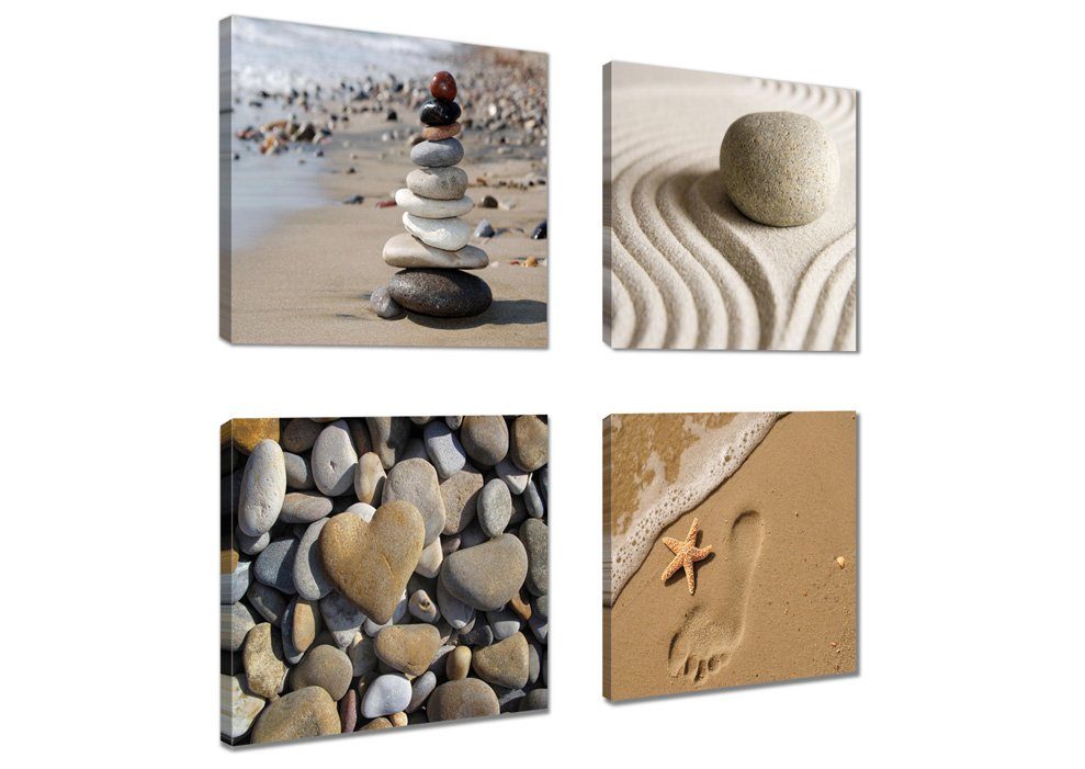 Visario Kunstdruck 4 er Set Leinwand fertig gerahmt sofort aufhängbar 4 St. à 20 x 20 cm, 6902