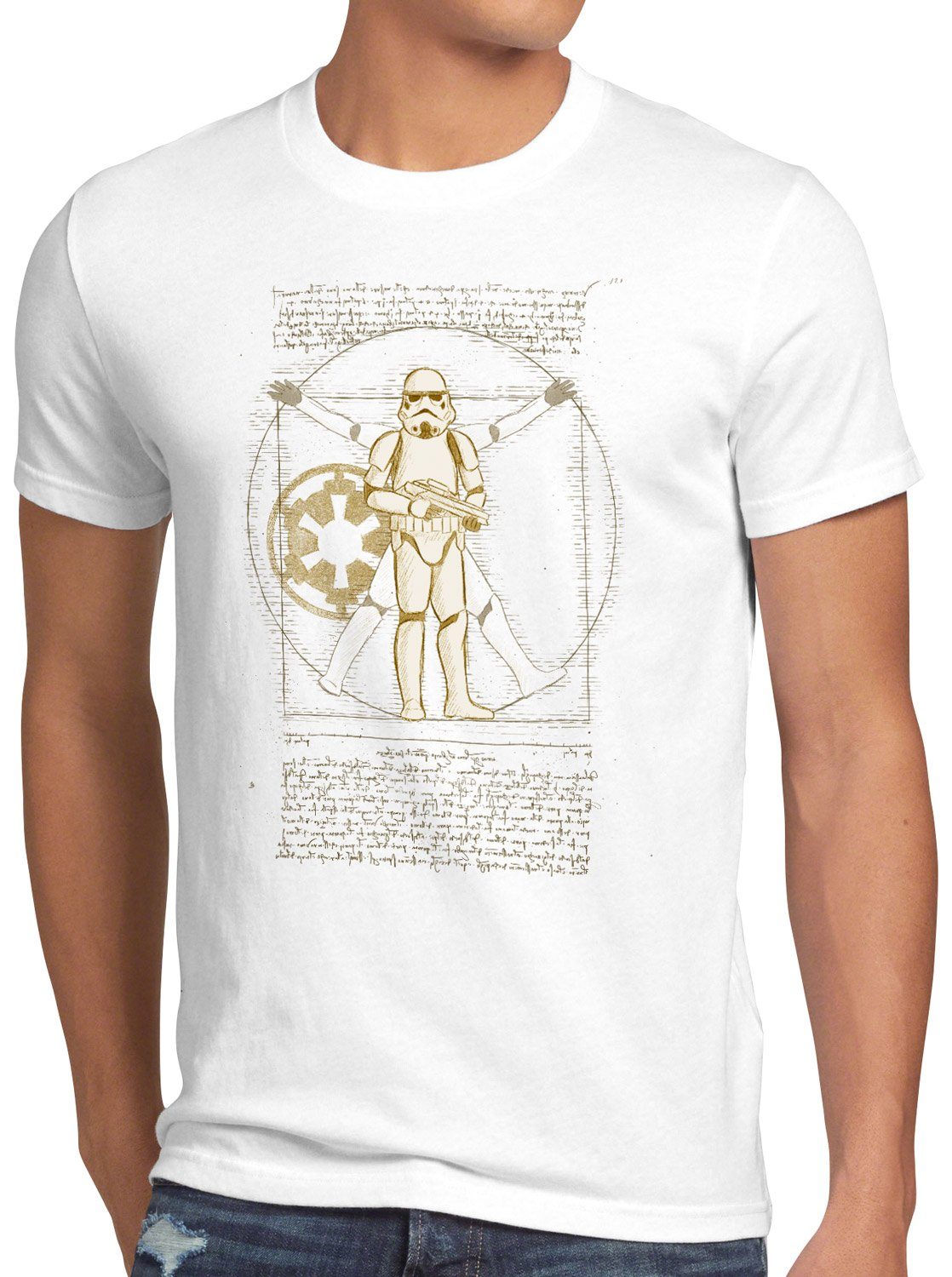 style3 empire Return T-Shirt Stormtrooper sturmtruppen Herren weiß imperium Vitruvianische Print-Shirt