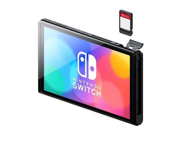 Nintendo Switch OLED Modell Konsole schwarz neon-blau-rot Handheld Spielekonsole (inkl. Joy-Con)