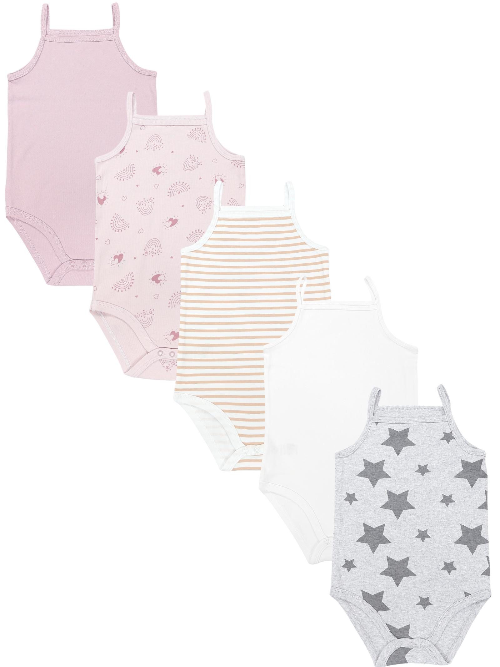 TupTam Body Baby Mädchen Body Ärmellos Sommer Babybody Spaghettiträger 5er Pack