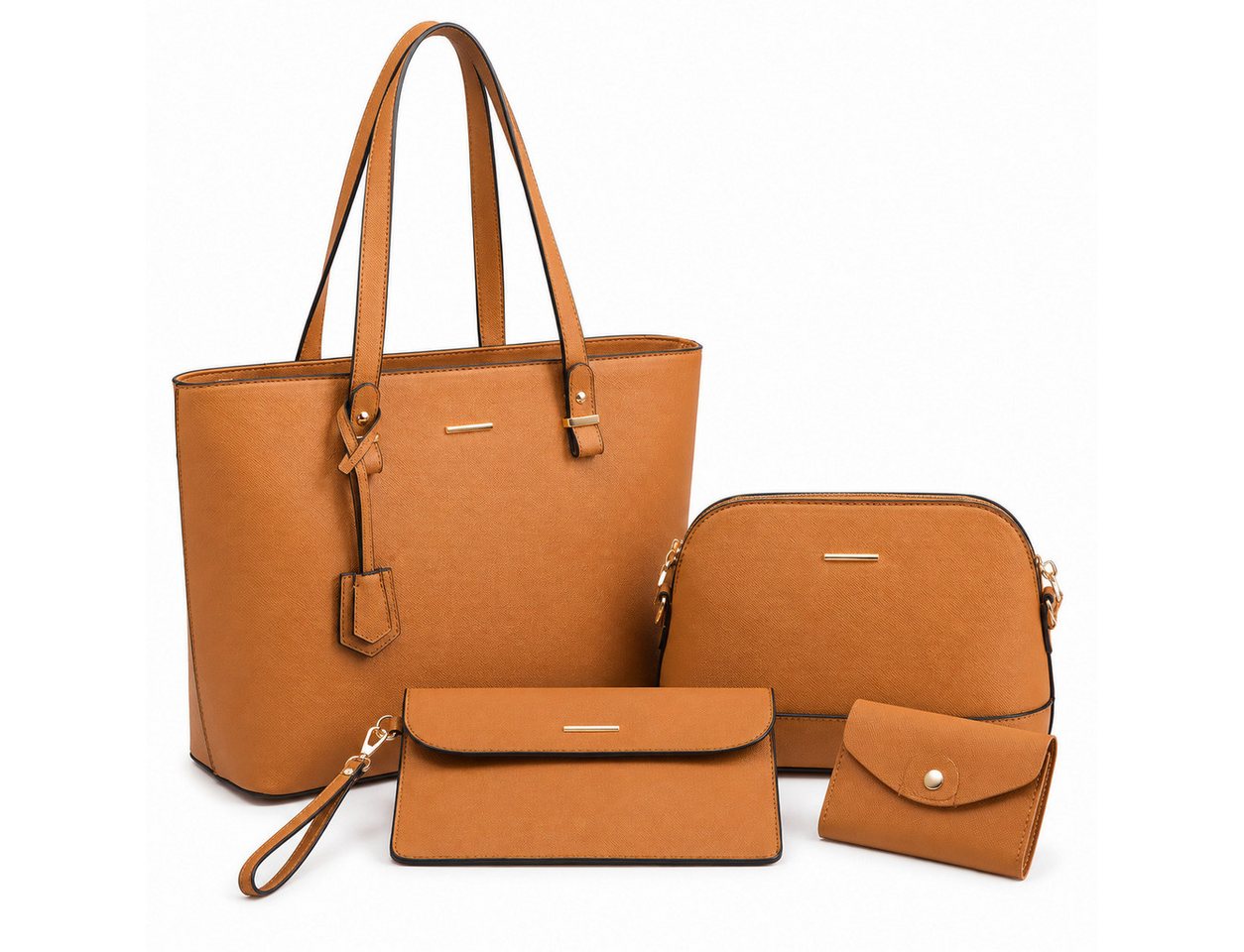 Toomoke Henkeltasche Damen Taschenset 4-teilig Kunstleder Handtasche Umhängetasche (Elegantes Damen Taschen Set aus PU-Leder, Große …