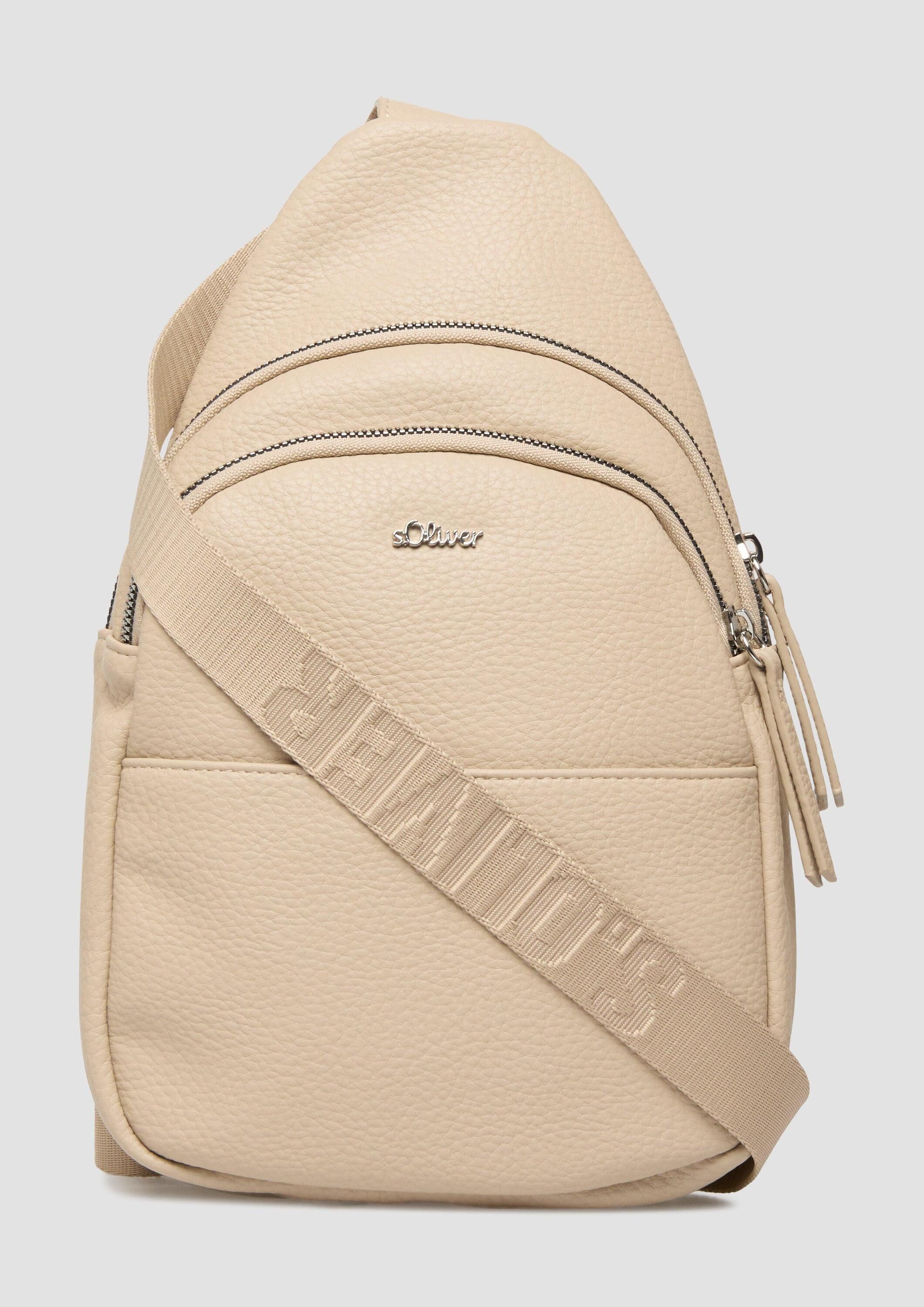 s.Oliver Rucksack Tasche, Rucksack in Leder-Optik mit Logo und Reißverschluss