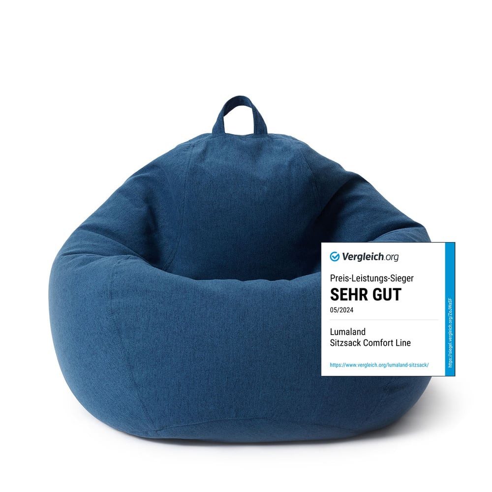 Lumaland Sitzsack Comfort Line, Indoor Beanbag 90x110x50cm mit 1,9 Mio. EPS-Perlen, Weiches Bodenkissen,  Sessel für Kinder & Erwachsene, 250L Volumen