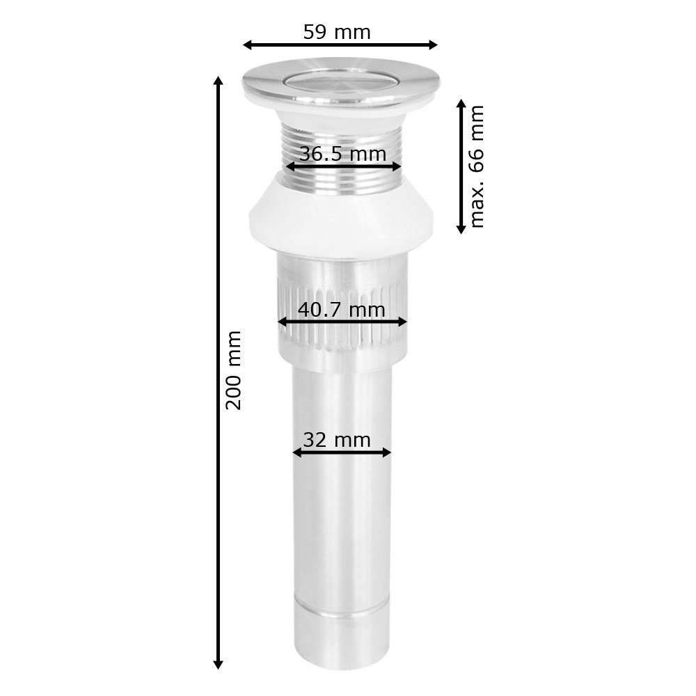 Sanlingo Ablaufgarnitur Edelstahl Abfluss Pop Up Exenter Überlauf Waschbecken Küche Bad