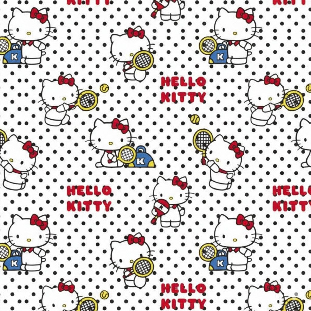 larissastoffe Stoff Lizenzstoff Baumwollstoff Webware Hello Kitty Katze weiß