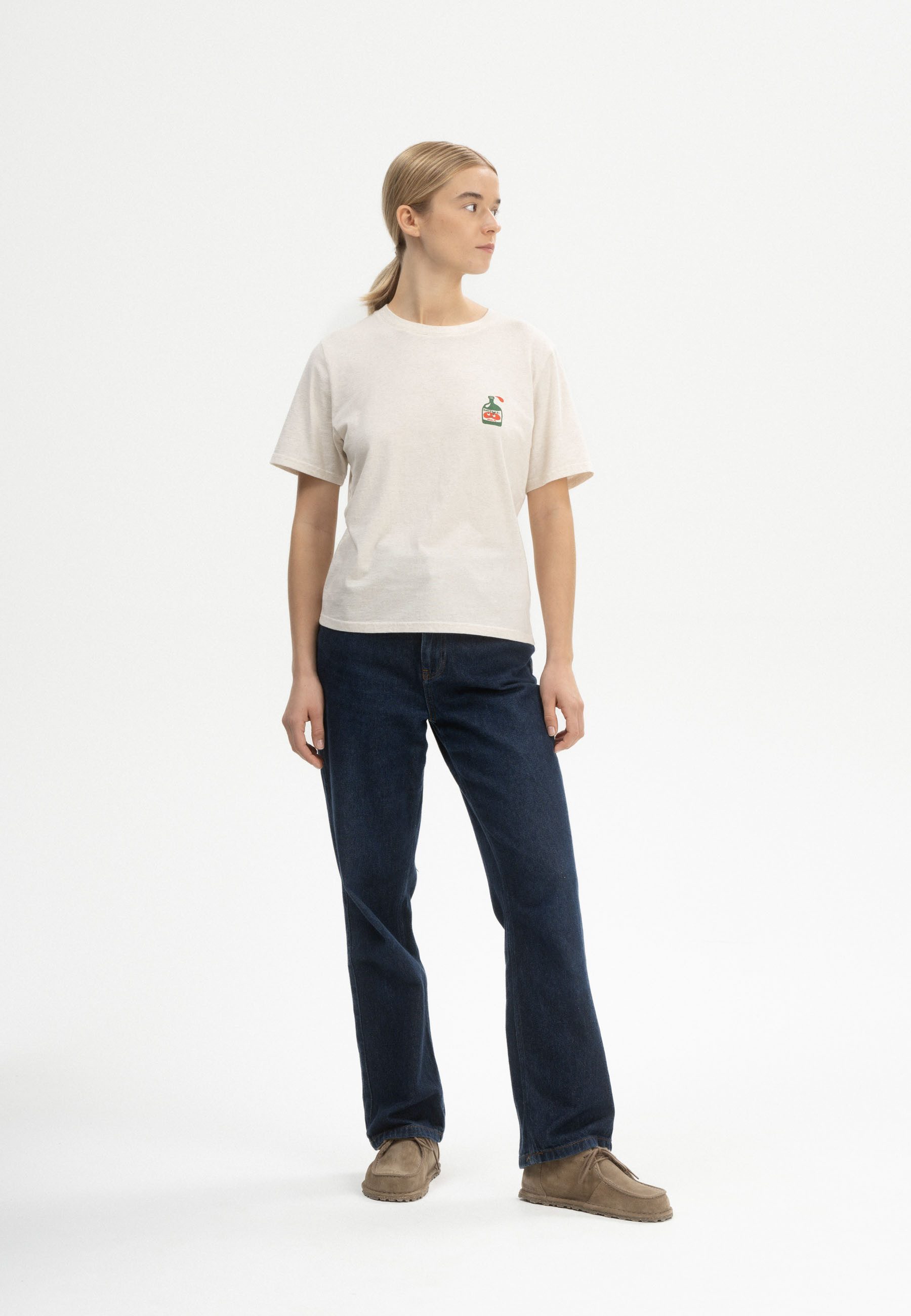 MELA Kurzarmshirt T-Shirt Style Artist Edition Josha Fein gerippter Kragen