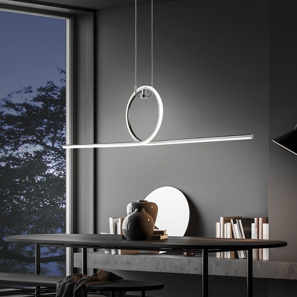 WOFI LED-Hängeleuchte, LED-Leuchtmittel fest verbaut, Neutralweiß, Hängeleuchte LED Esstischleuchte Pendellampe chrom Wohnzimmerlampe