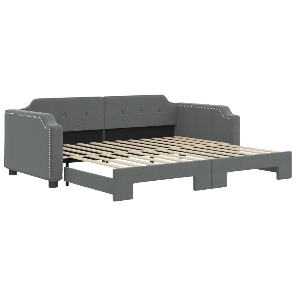 Gästebett 90 x 200 cm Tagesbett Ausziehbar Dunkelgrau 90x200 cm Stoff Gästebett