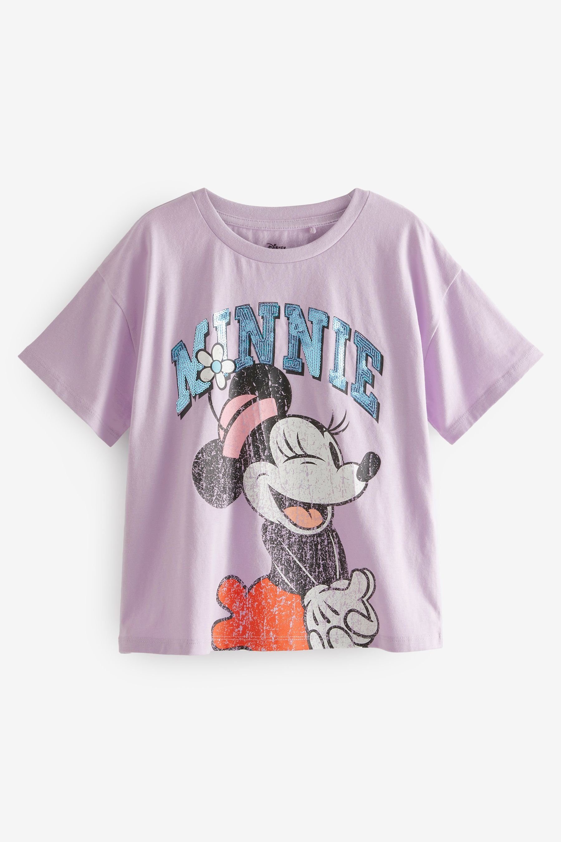 Next T-Shirt License T-Shirt (1-tlg) Minnie Mouse Purple Sequin | T-Shirts