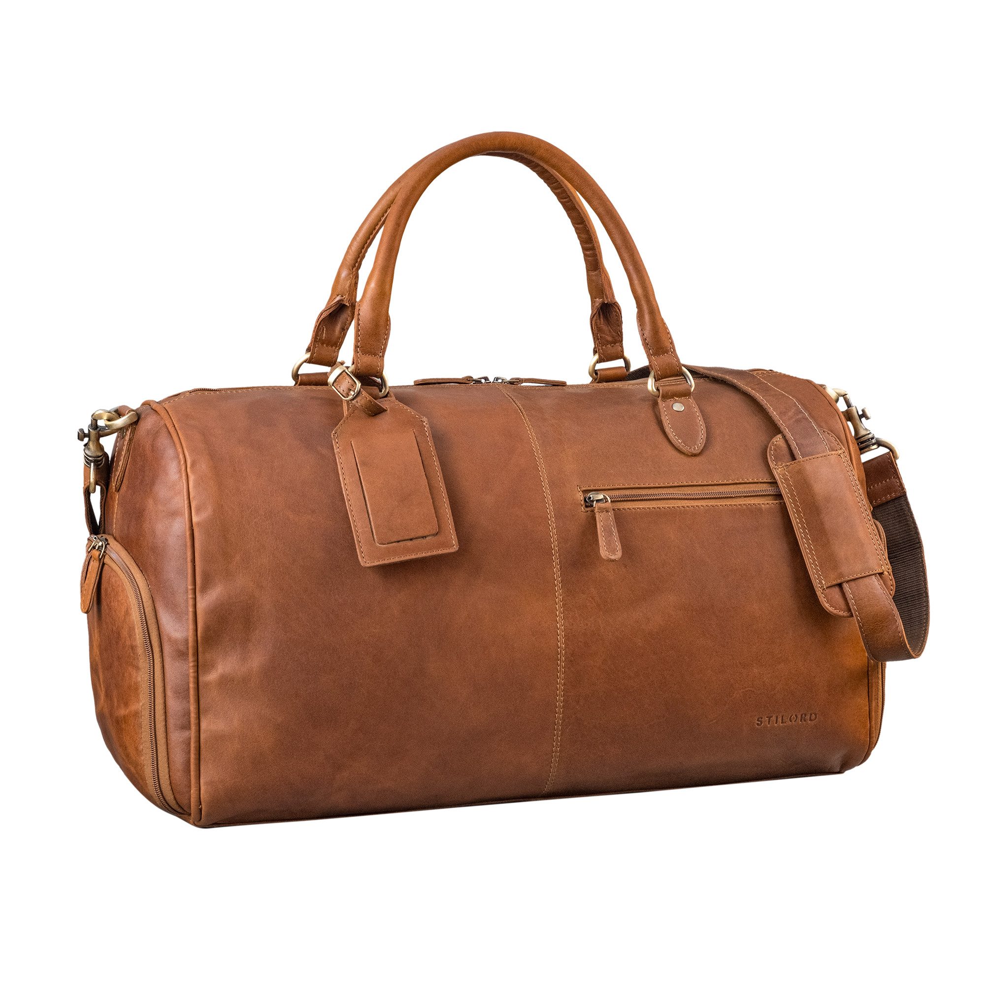 STILORD Weekender "Jermaine" Vintage Leder Reisetasche Weekender mit Schuhfach Groß