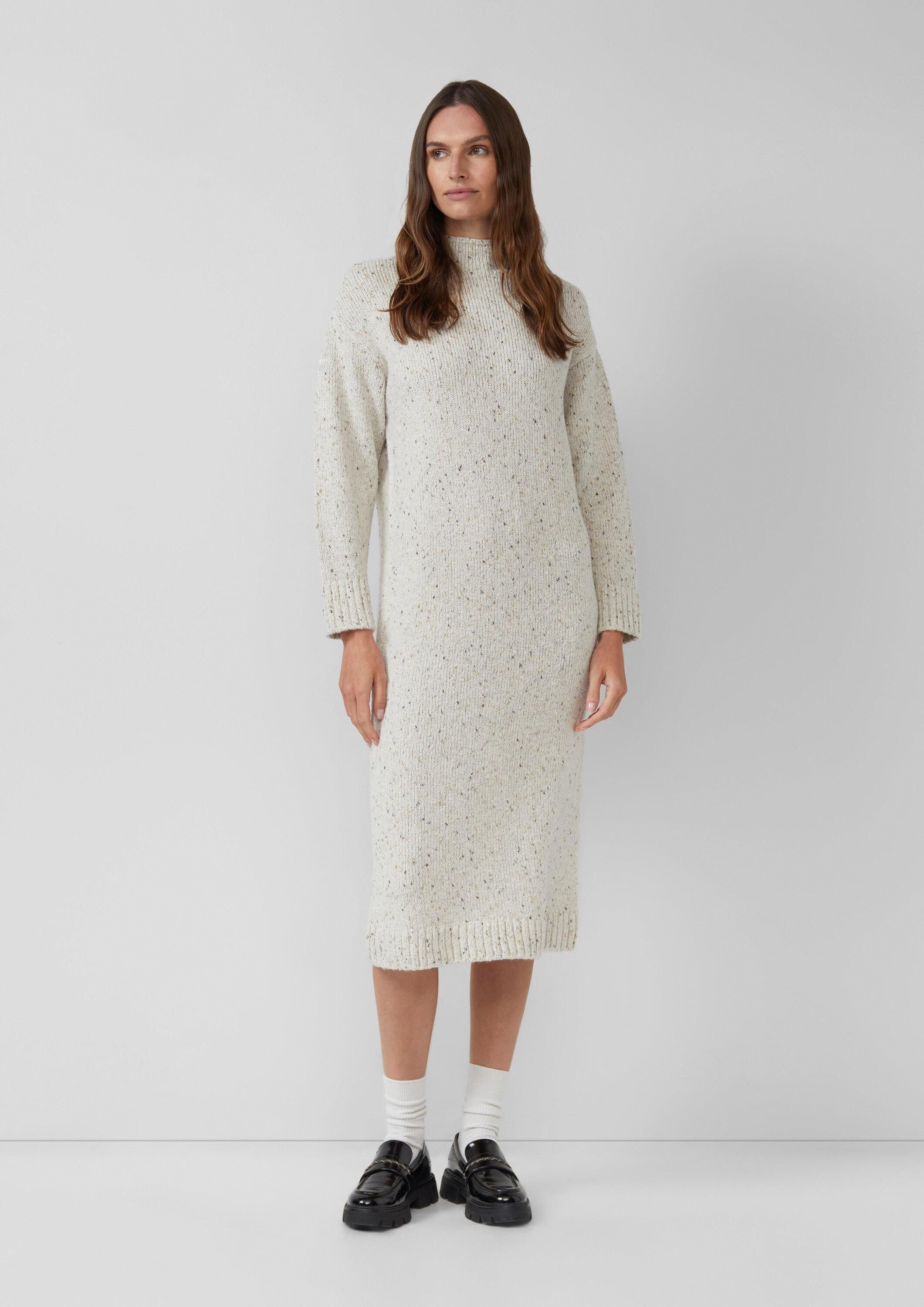s.Oliver Midikleid Kleid Strickkleid aus Baumwollmix mit Stehkragen