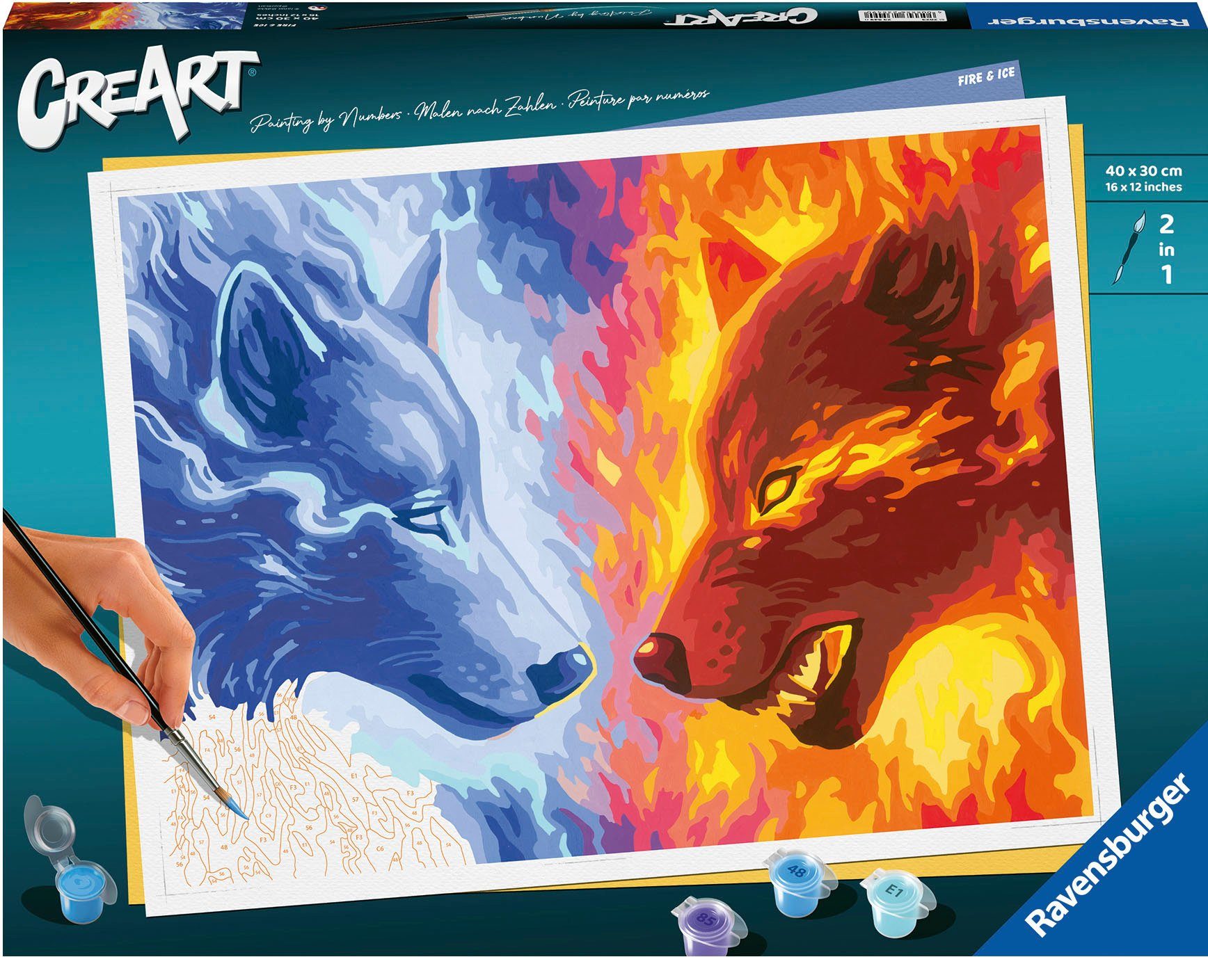 Ravensburger Malen nach Zahlen CreArt, Fire & Ice, Made in Europe, FSC® - schützt Wald - weltweit