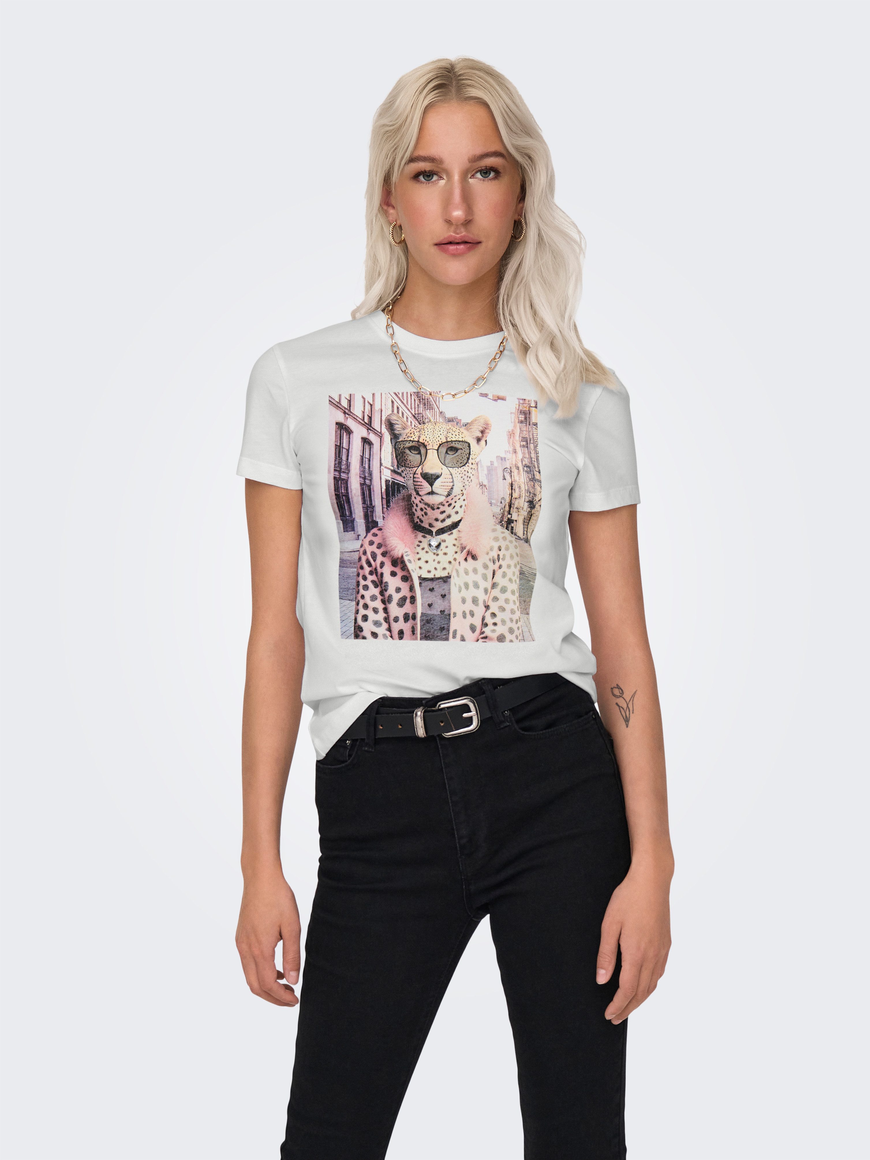 ONLY Kurzarmshirt ONLVIBE LIFE S/S GLASSES TOP BOX JRS Baumwolle, regular f günstig online kaufen