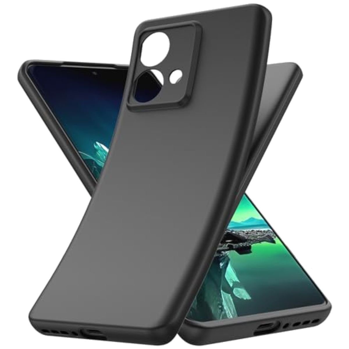 Wigento Handyhülle Für Motorola Edge 40 Neo Silikon dünn Schutz Hülle Cover Case Schwarz