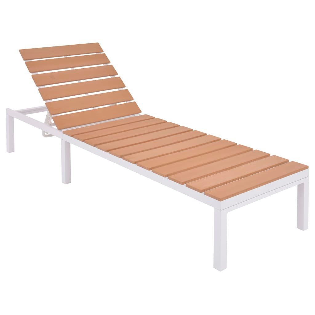furnicato Gartenliege Sonnenliege Aluminium WPC 63x198x33-92 cm Weiß und Braun