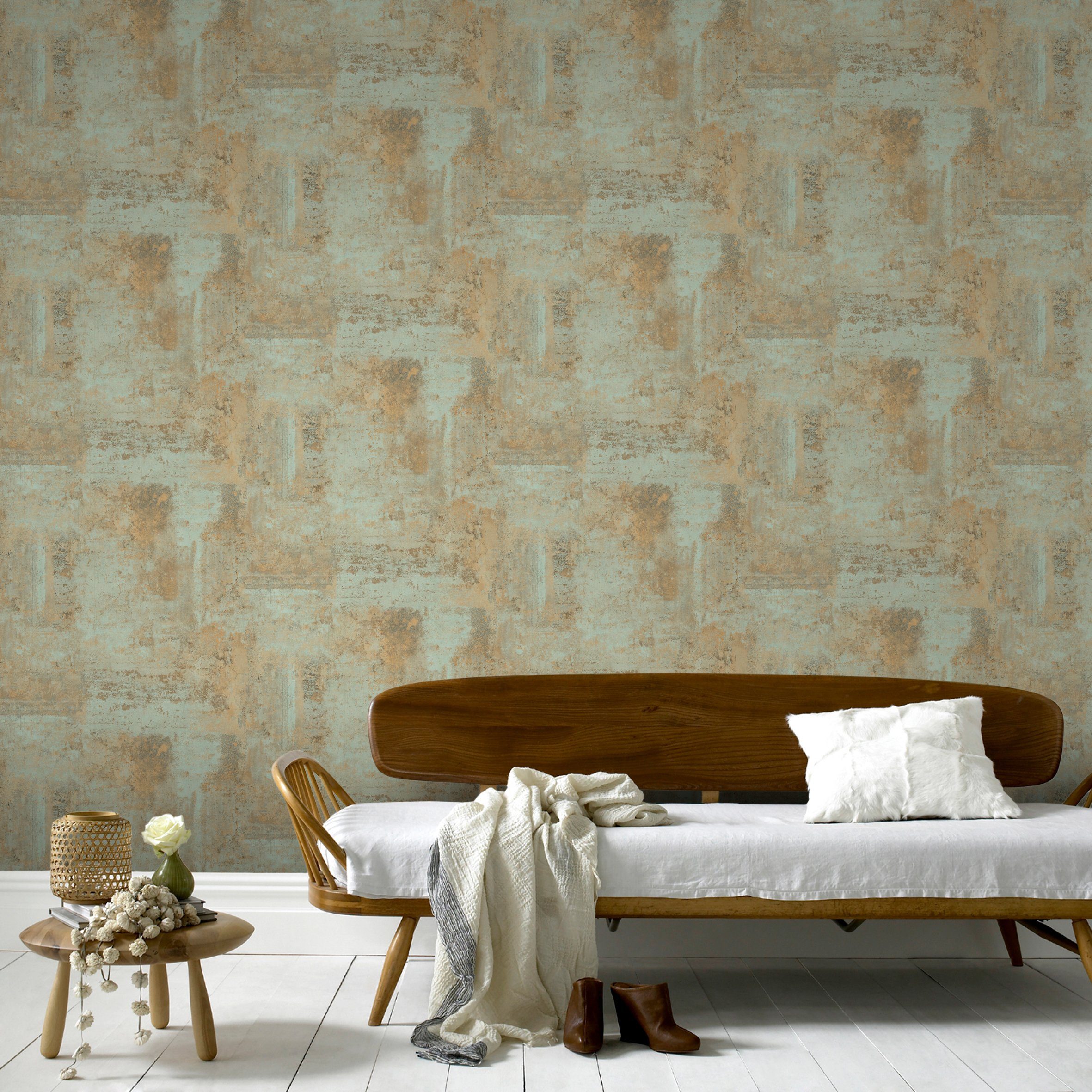 WOW Vliestapete Luxery Beton, geprägt, animal print, Luxuriös Beton grün10mx52 cm