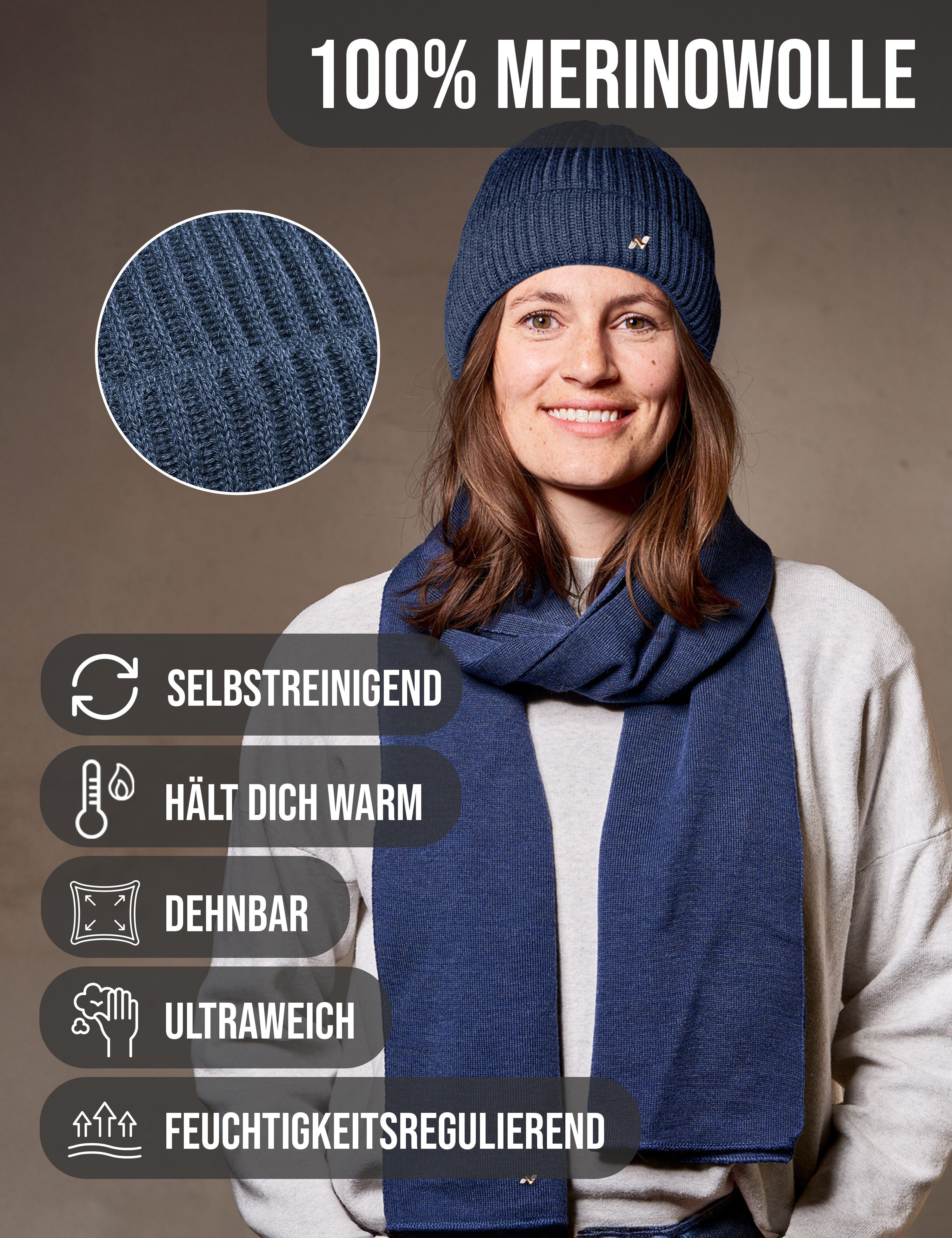 NYTTED® Strickmütze Merino Mütze & Schal Set