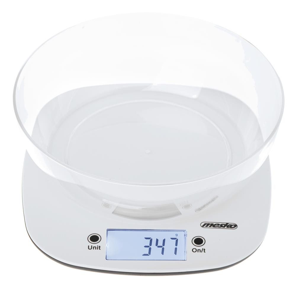 Mesko Küchenwaage MS 3179w, mit einer Schüssel, digital, LCD, Tara Funktion, weiß