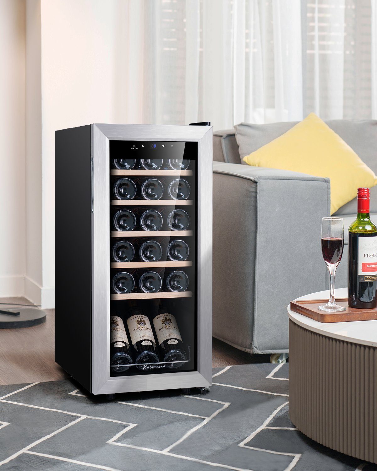 2. Bild von kalamera Weinkühlschrank KRC-51FCSS, für 18 Standardflaschen á 0,75l,5-18°C
