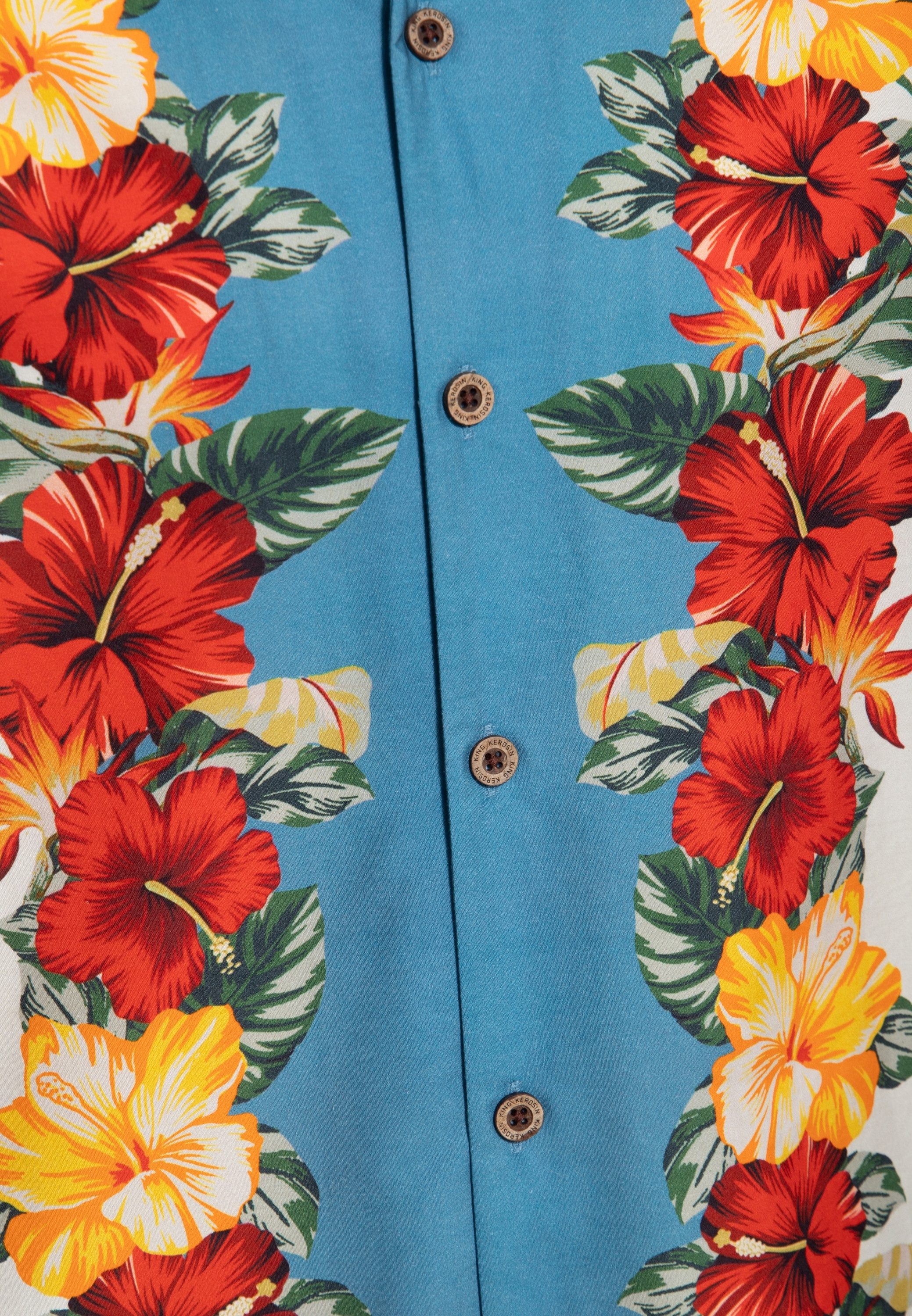 KingKerosin Kurzarmhemd Tropical Flowers mit tropischen Blumen