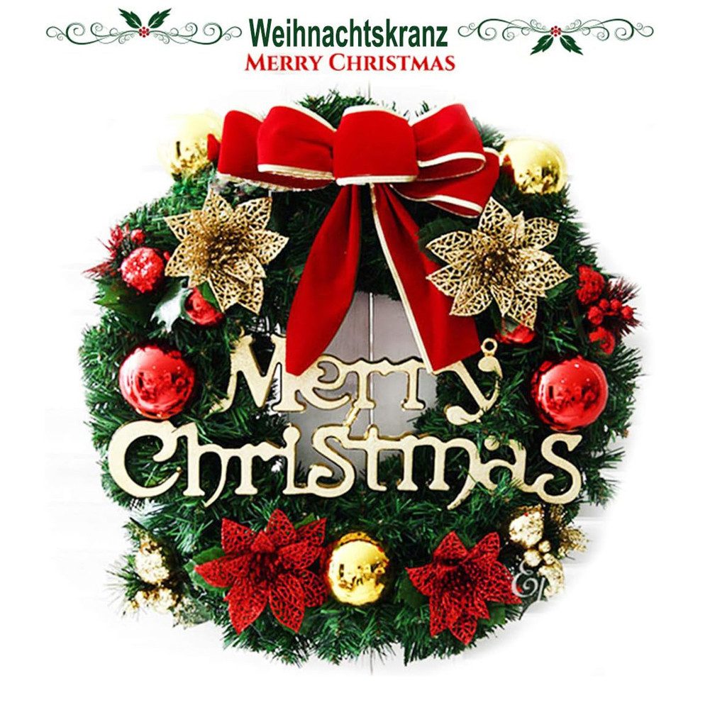 HT Adventskranz weihnachtskranz haustür, Weihnachtstürkranz mit Beeren für Haustür Kamin Dekorationen
