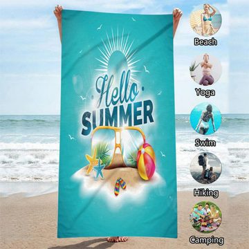 WS-Trend Strandtuch Hello Summer Mikrofaser Badetuch XL 70x150 cm