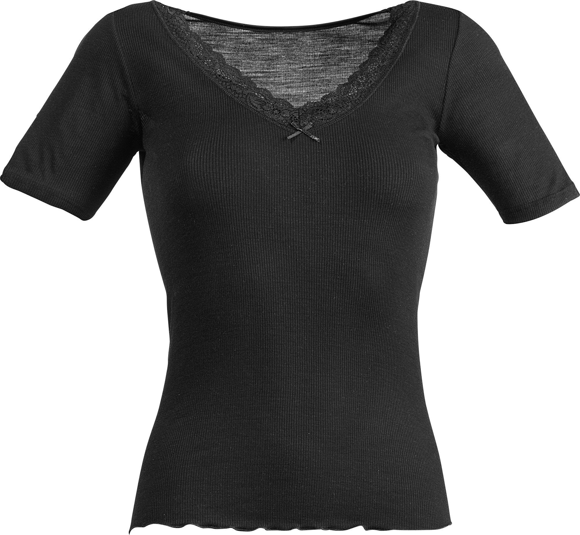 Nina Von C. Unterhemd Damen-Unterhemd, 1/2-Arm Feinripp Uni schwarz