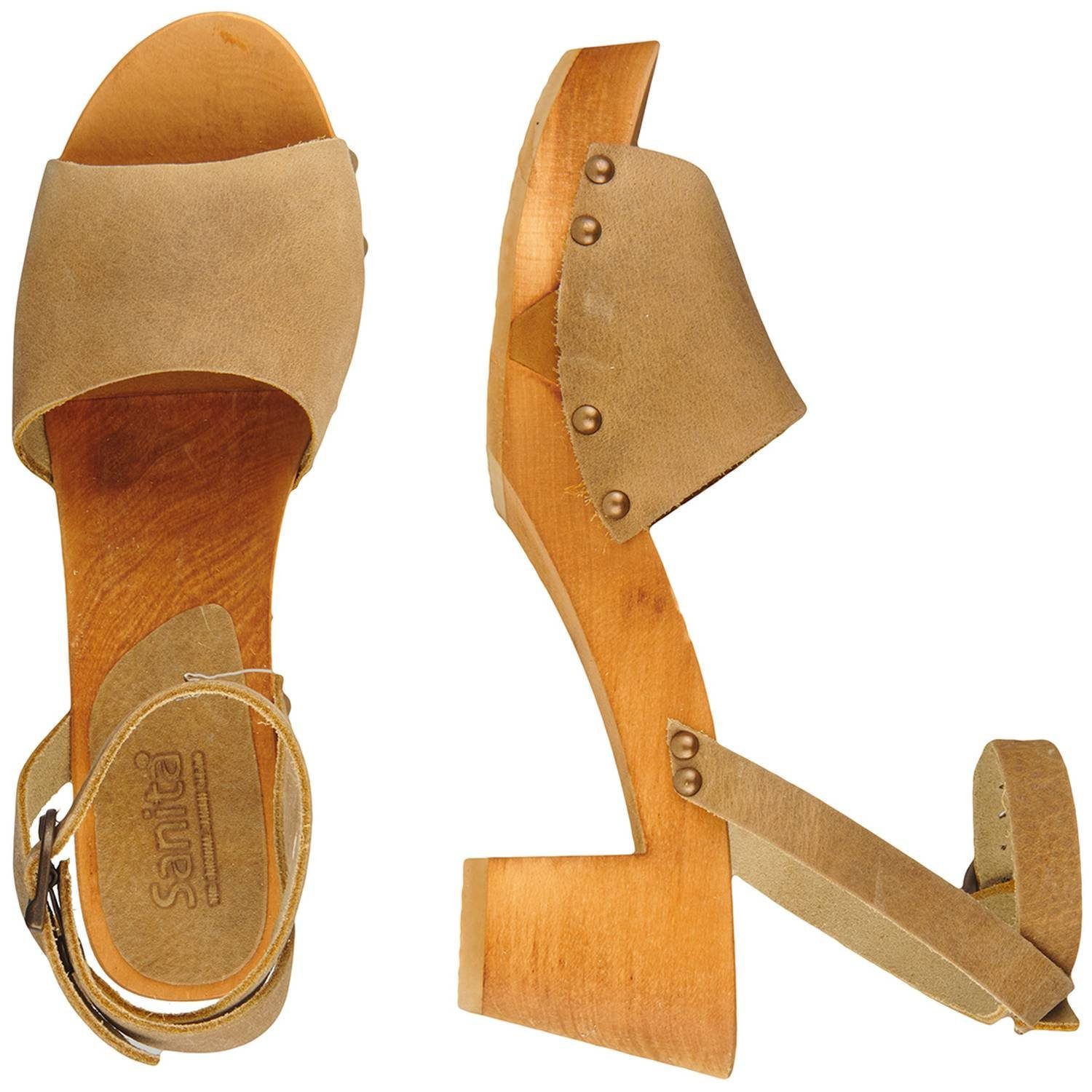Schuhe Clogs Sanita Sanita Wood Yara Square Flex Sandal Clog