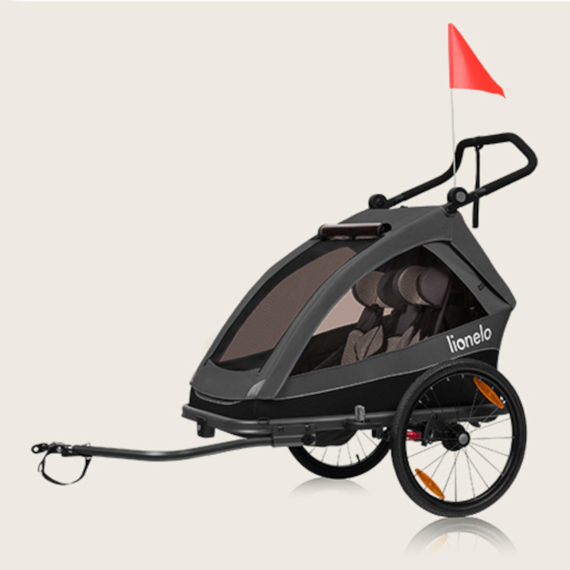 lionelo Fahrradkinderanhänger CAMA, 2in1 / SIQ / All-round-safety/ Head+/UPF 50+/60l Kofferraum