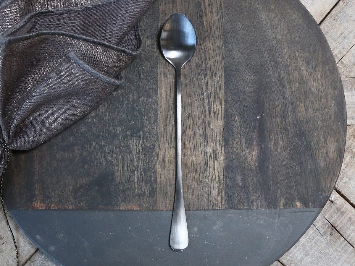 Chic Antique Latte-Macchiato-Löffel Latte Löffel Silberoptik oder Schwarz Edelstahl 19,5 cm, Langer Löffel ideal für Latte Macchiato Gläser und hohe Becher