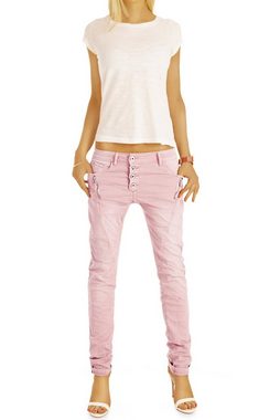 be styled Relax-fit-Jeans baggy Damenjeans, tapered Hosen mit Knopfleiste j6i