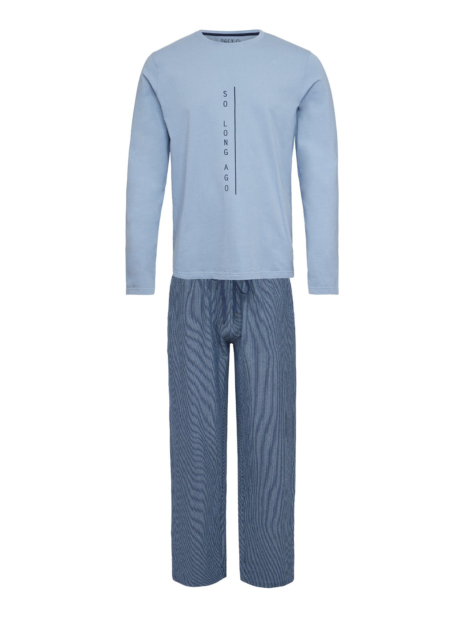 Phil & Co. Pyjama Special (2 tlg) schlafanzug schlafmode bequem hellblau-nadelstreifen