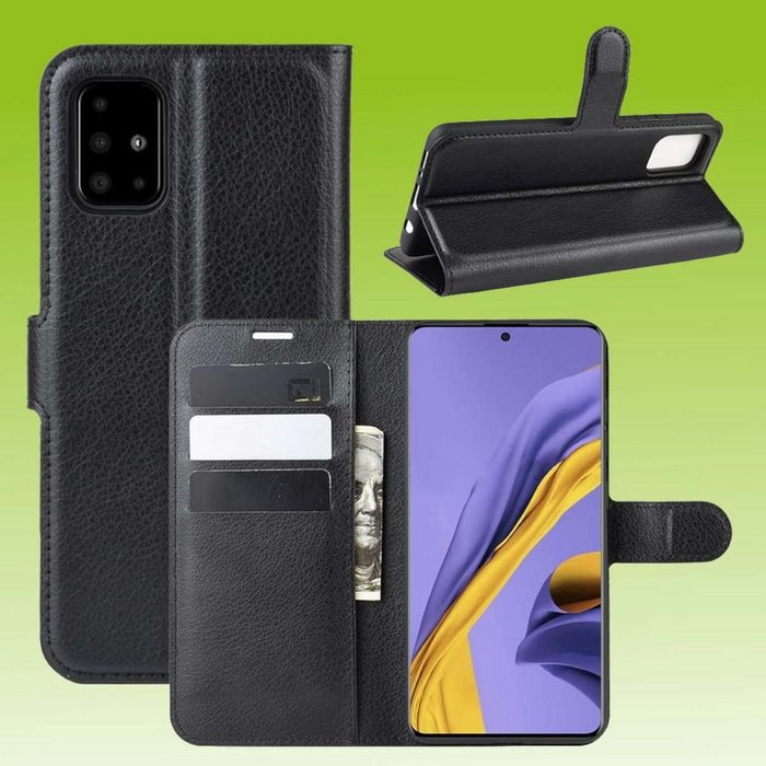Wigento Handyhülle Für Samsung Galaxy A51 A515F Tasche Wallet Premium Schwarz Schutz Hülle Case Cover Etuis Neu Zubehör