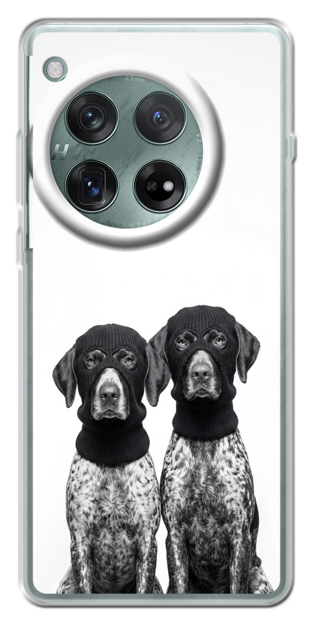 MuchoWow Handyhülle für OnePlus 12r Hunde - Balaclava - Schwarz - Weiß, Handy Case, Silikon, Bumper Case Dünn